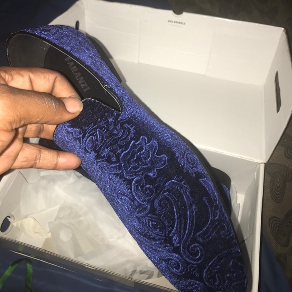 Blue Suede Paisley Dress Shoes- Mens